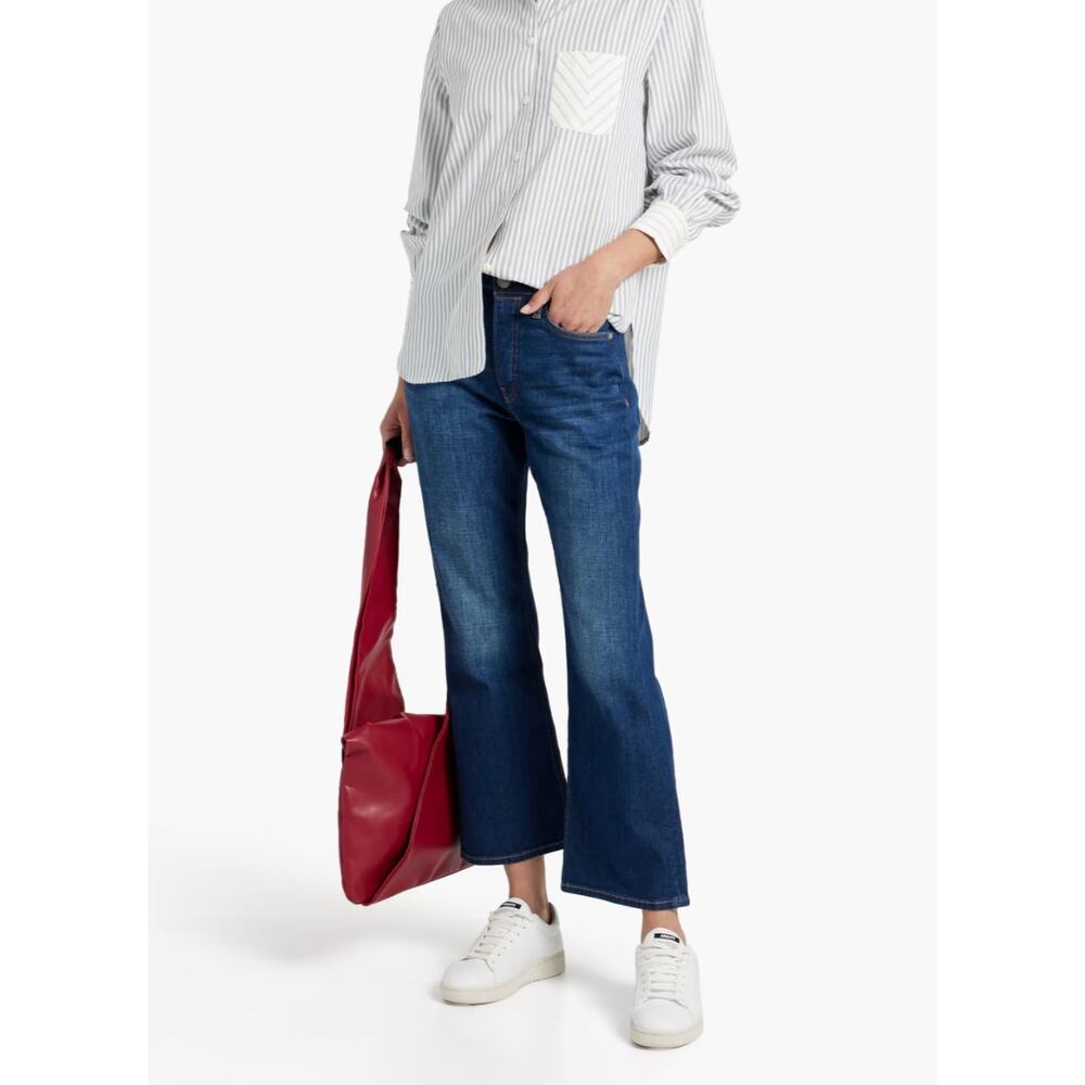 rag & bone Women's Dark Blue Cropped Flare Jeans